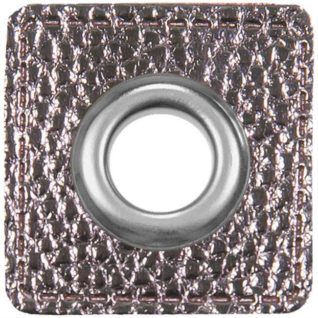 10mm Ösen Patches Lederimitat | Quadrat | Silber Metallic | Veno
