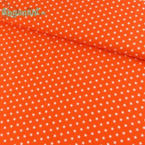 Baumwollstoff bedruckt mit Sternen in Orange ballen