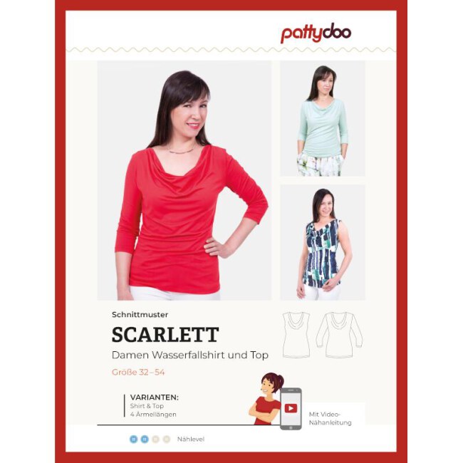 Schnittmuster | Scarlett | Damen Wasserfallshirt und Top | pattydoo Deckblatt