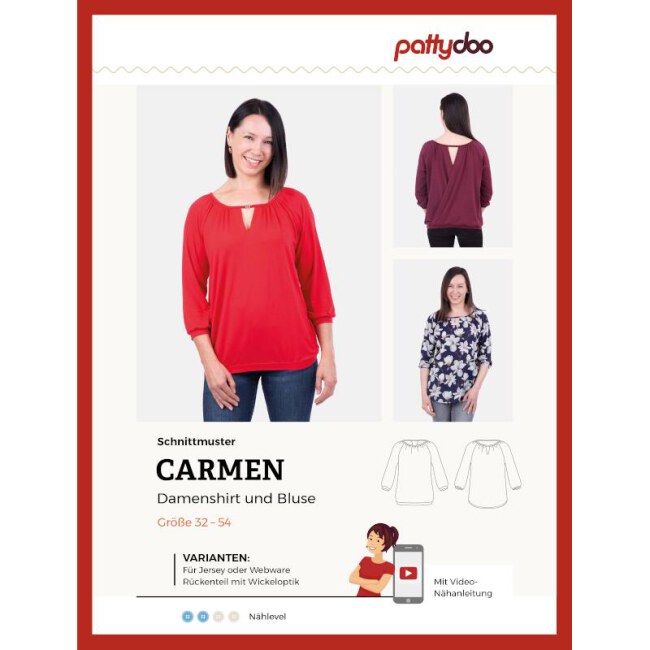 Schnittmuster | Carmen | Damenshirt und Bluse | pattydoo Deckblatt