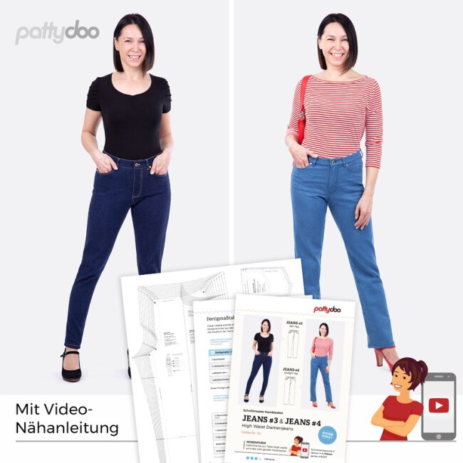 Schnittmuster | Jeans #3 & Jeans #4 | High Waist Damenjeans | pattydoo Deckblatt