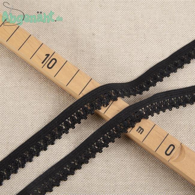 Rüschenband 13mm Schwarz mit maßstab