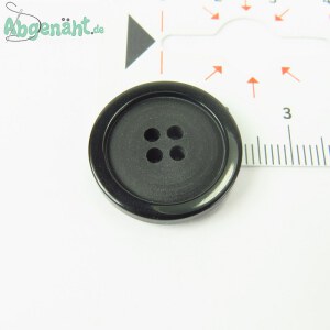 Kunststoffknopf 23mm Schwarz polierter Rand Maßstab