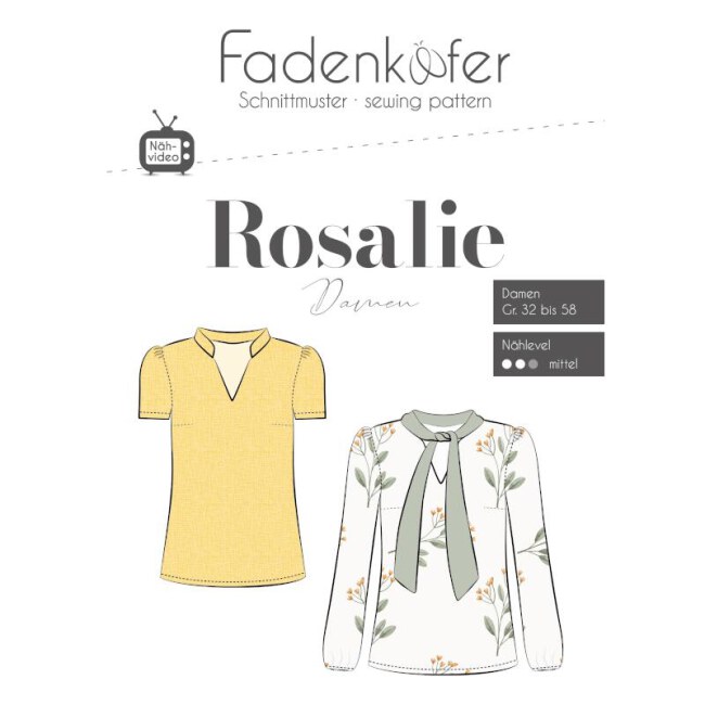 Schnittmuster - Papierschnittmuster | Schluppenbluse - Rosalie | Damen | Fadenkäfer vorderseite