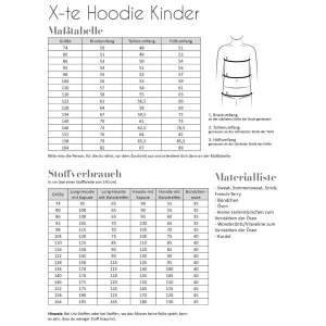 Schnittmuster | X-te Hoodie | Kinder | Fadenkäfer