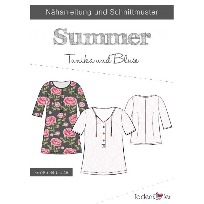 Schnittmuster - Papierschnittmuster | Tunika & Bluse | Summer | Damen von Fadenkäfer