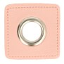 Ösen auf rosa Kunstleder | Quadrat Silber 8mm