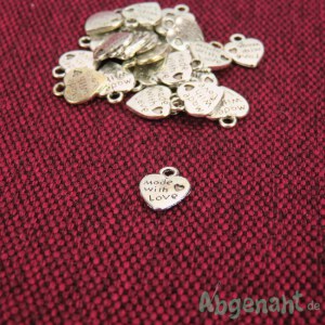 Charms Anhänger | Herz - Made With Love | Metall | Silber